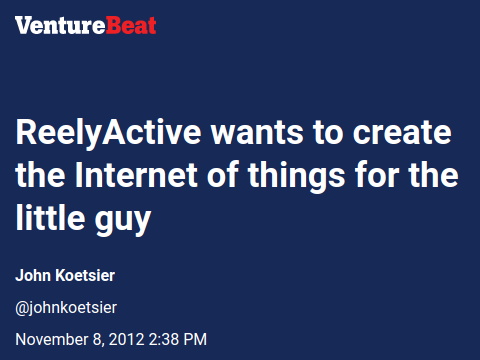 reelyActive in Venture Beat